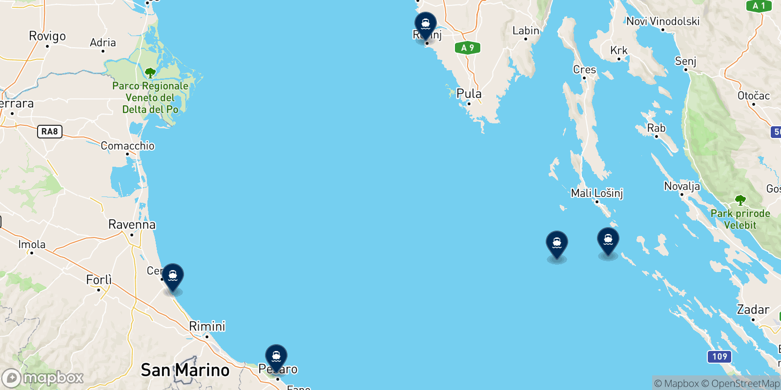 Carte des destinations Gomo Viaggi