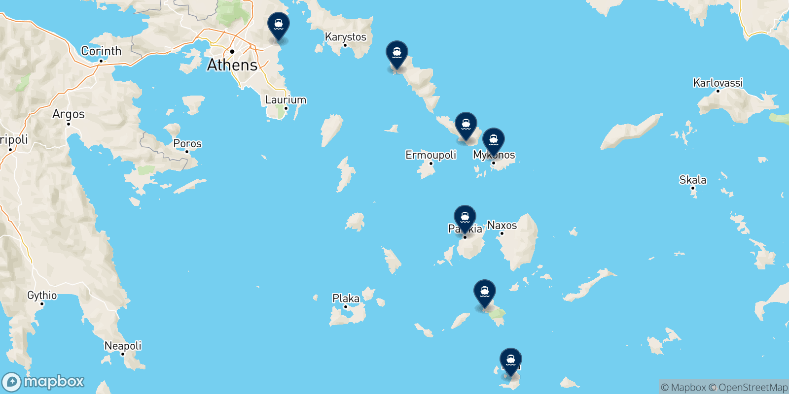 Carte des destinations Golden Star Ferries