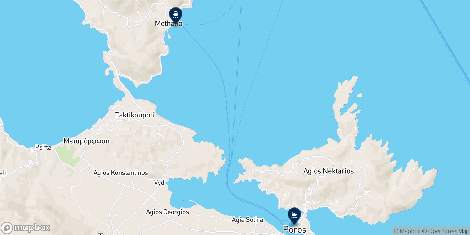 Carte des destinations Saronic Ferries