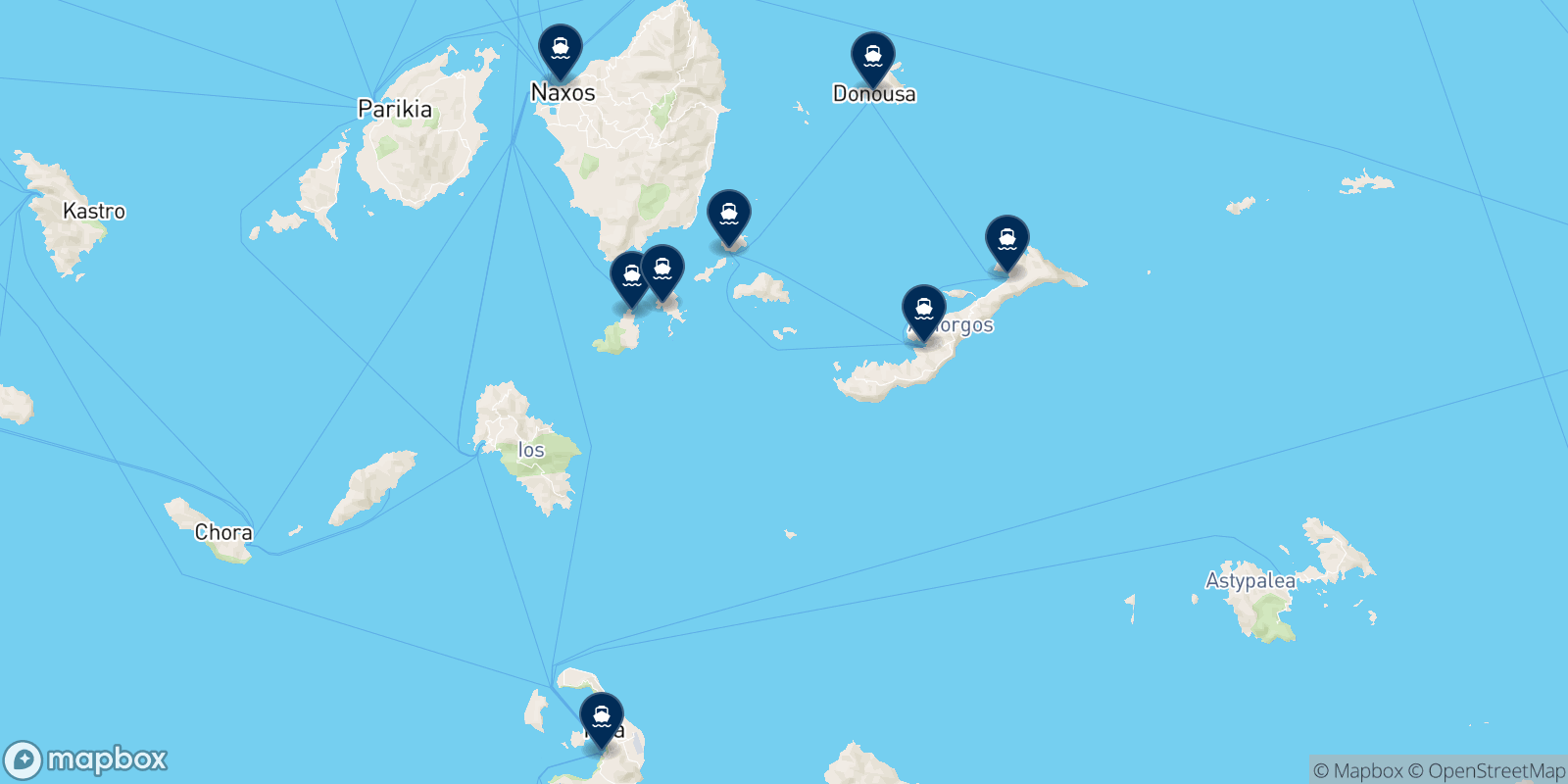 Carte des destinations Mikres Kyklades N.e.