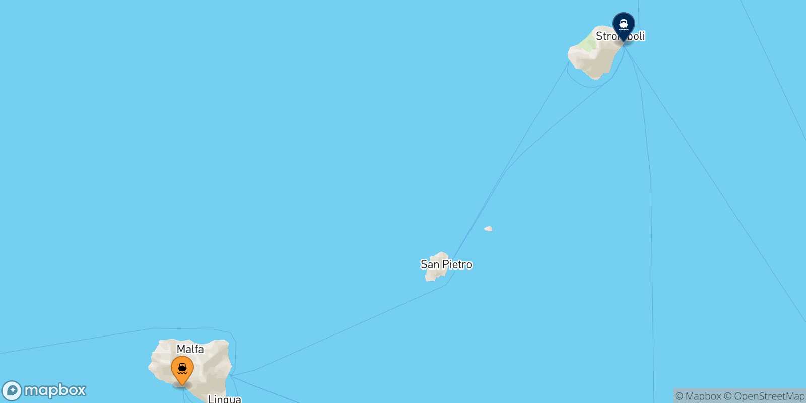 Carte des traverséesRinella (Salina) Stromboli