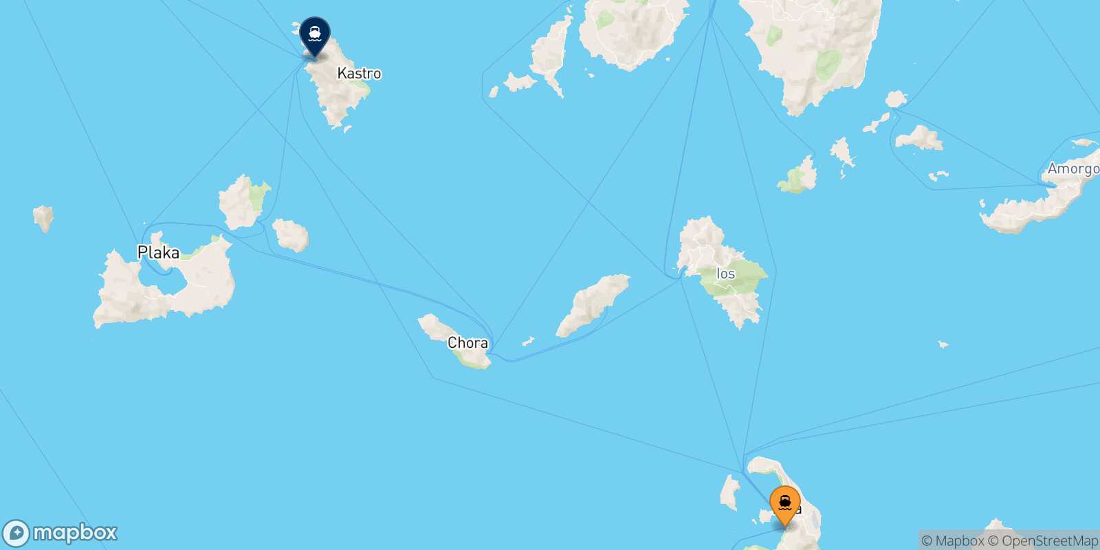 Carte des traverséesThera (Santorin) Sifnos