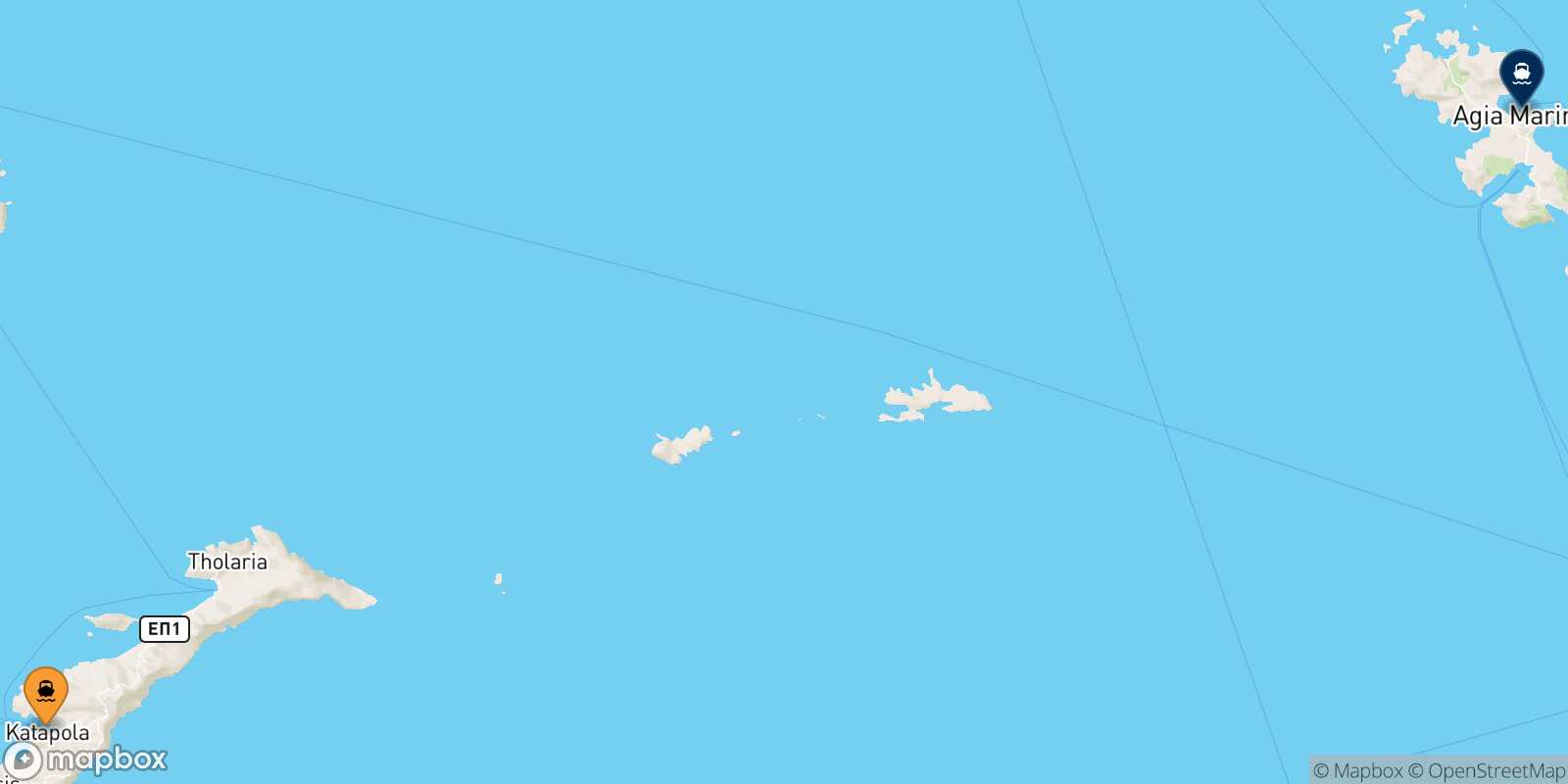 Carte des traverséesKatapola (Amorgos) Leros