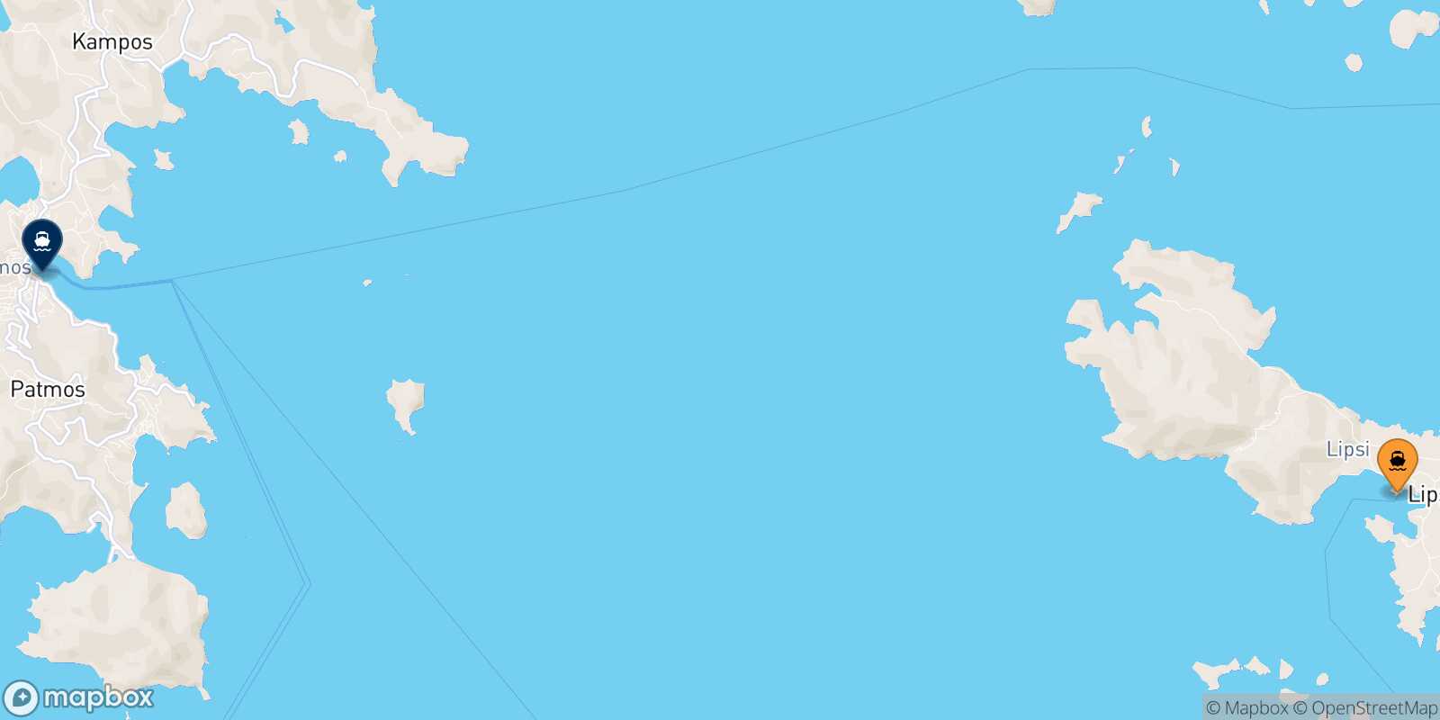 Carte des traverséesLipsi Patmos