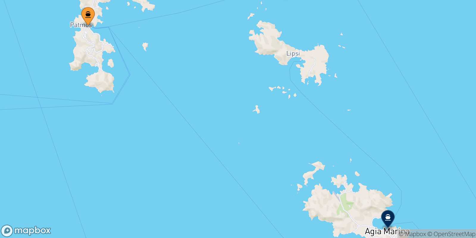 Carte des traverséesPatmos Leros