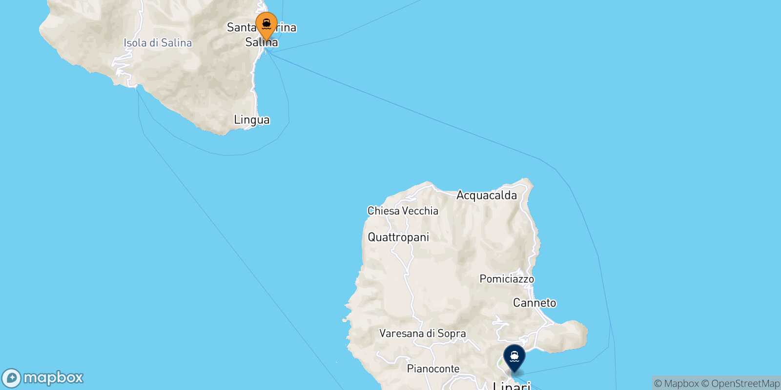 Carte des traverséesSanta Marina (Salina) Lipari