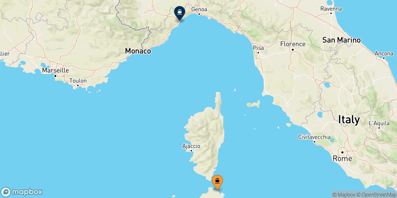 Carte des traverséesGolfo Aranci Savone