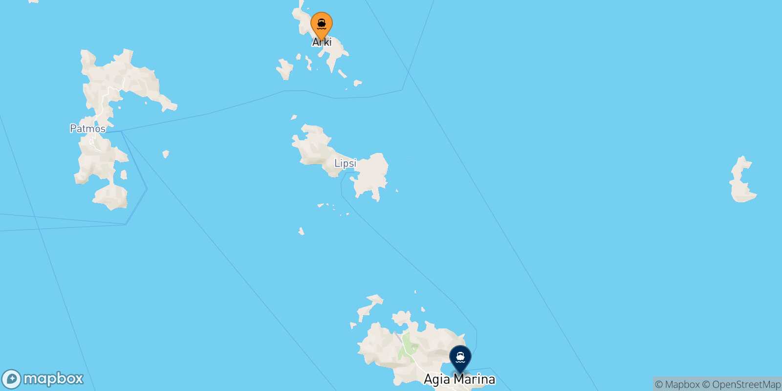 Carte des traverséesArkyi Agia Marina (Leros)