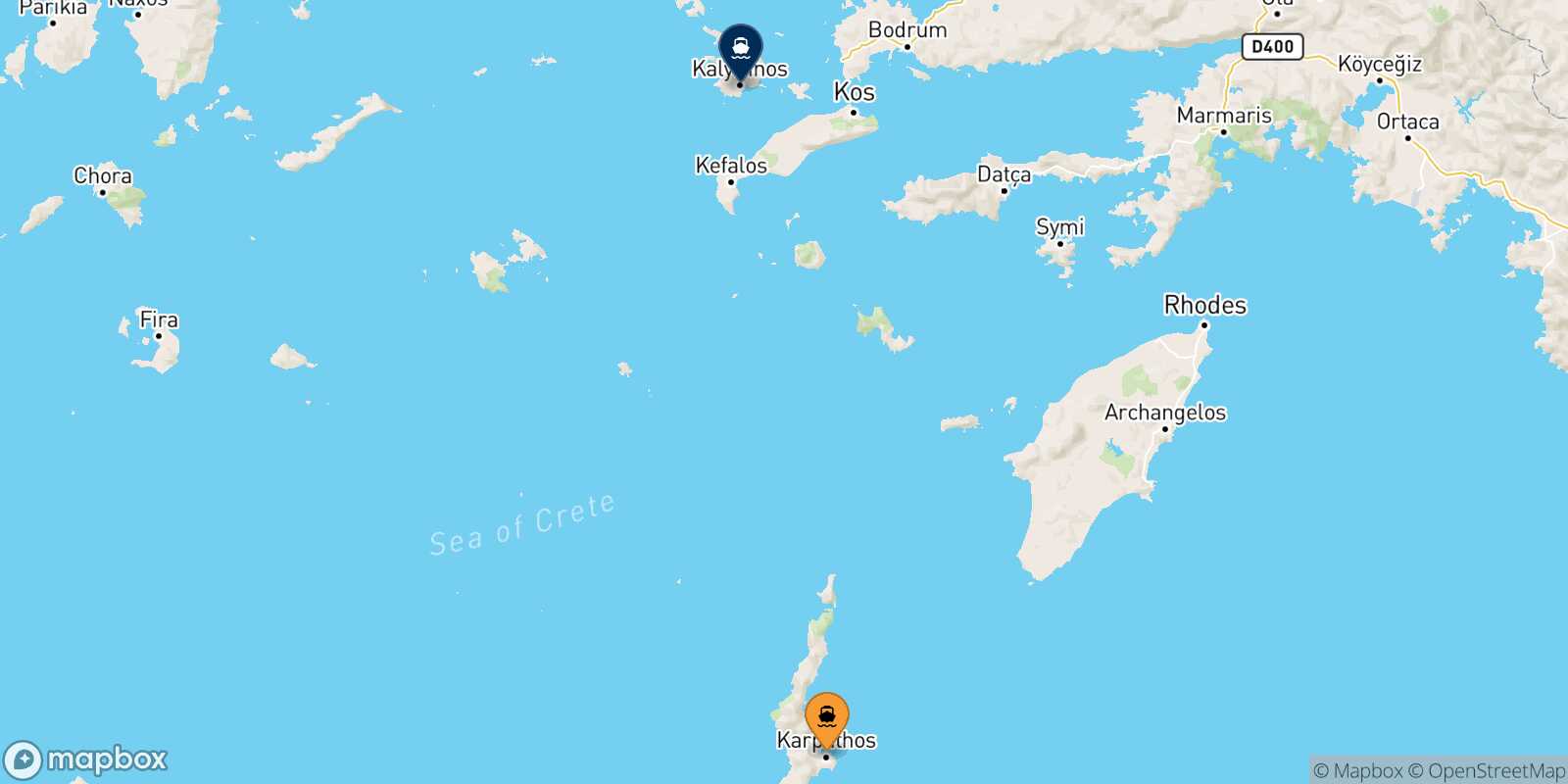 Carte des traverséesKarpathos Kalymnos