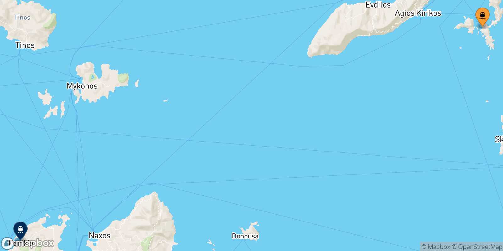 Carte des traverséesFourni Paros