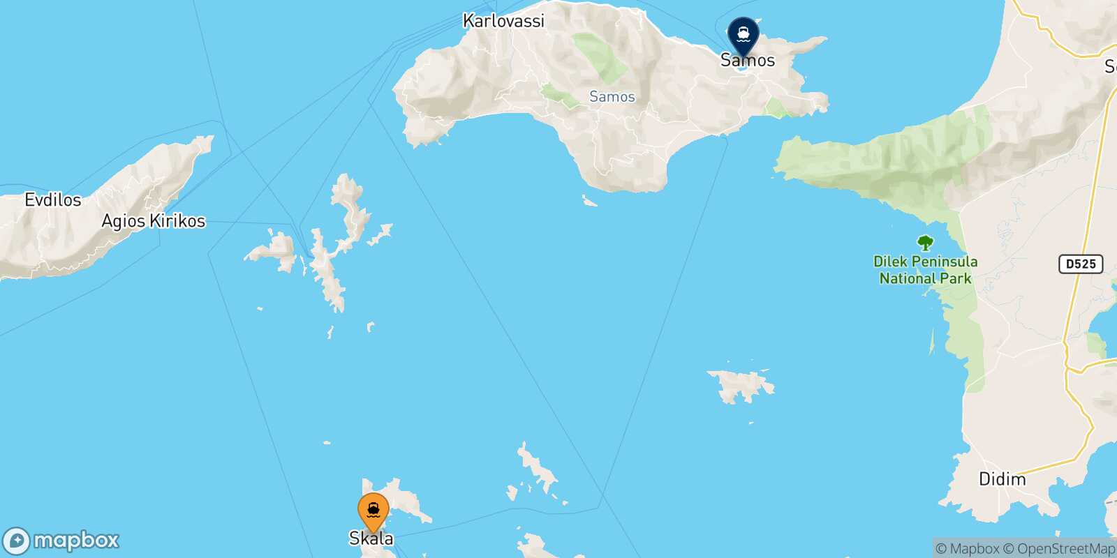 Carte des traverséesPatmos Vathi (Samos)