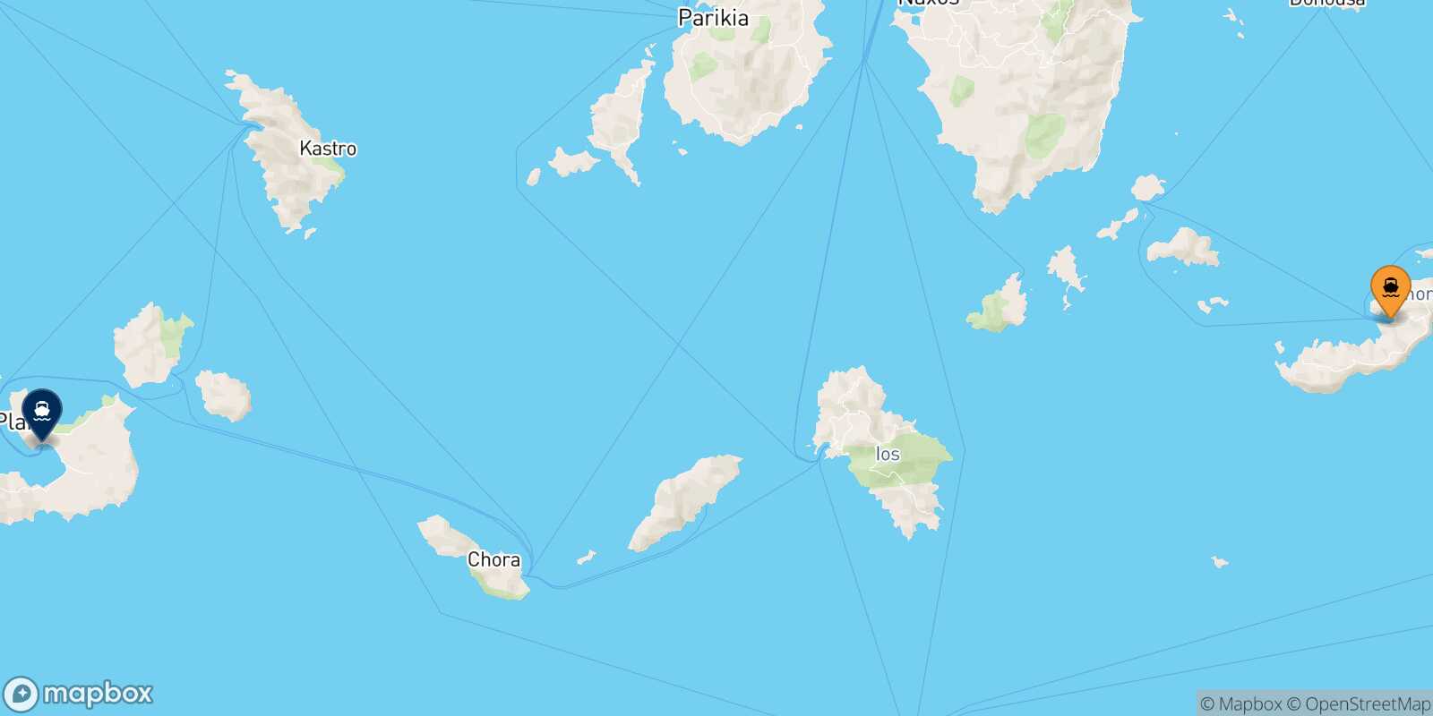 Carte des traverséesKatapola (Amorgos) Milos