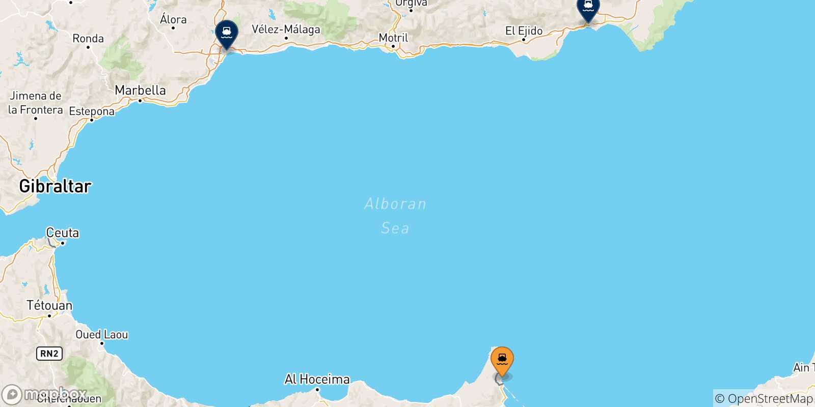 Carte des traversées possibles entre Melilla et l'Espagne