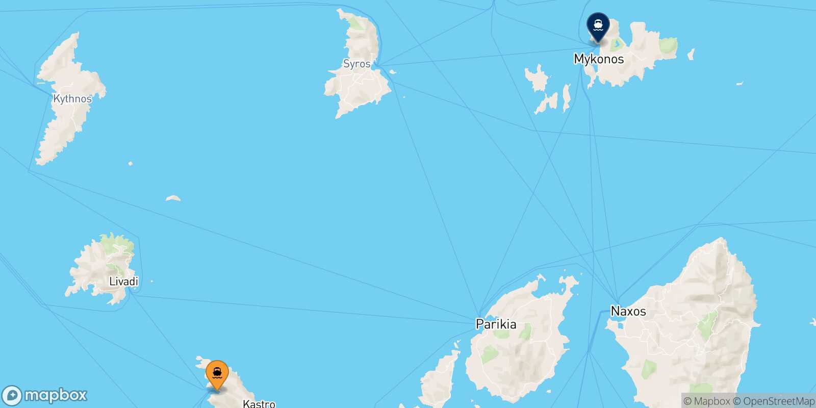 Carte des traverséesSifnos Mykonos