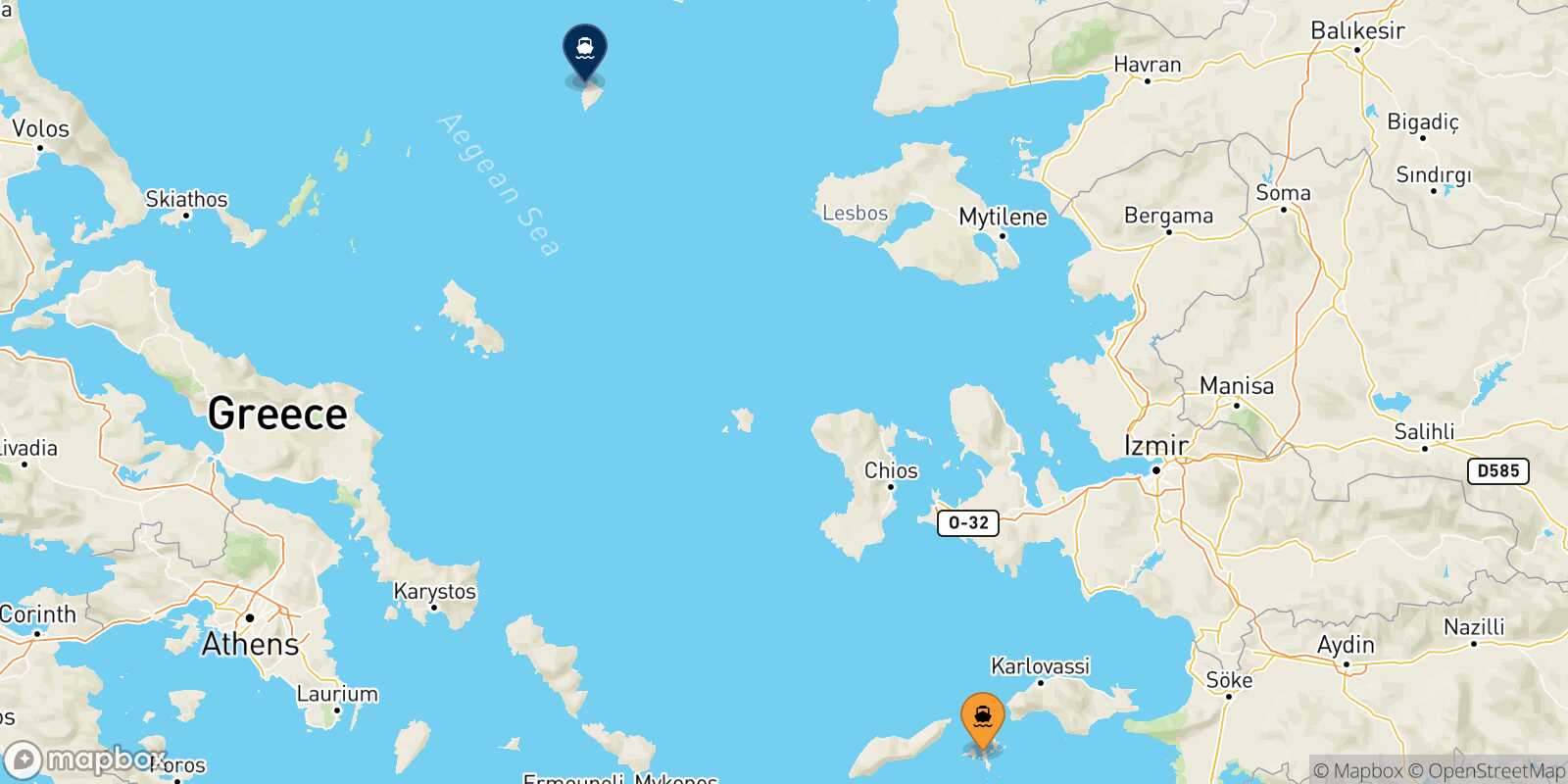Carte des traverséesFourni Agios Efstratios