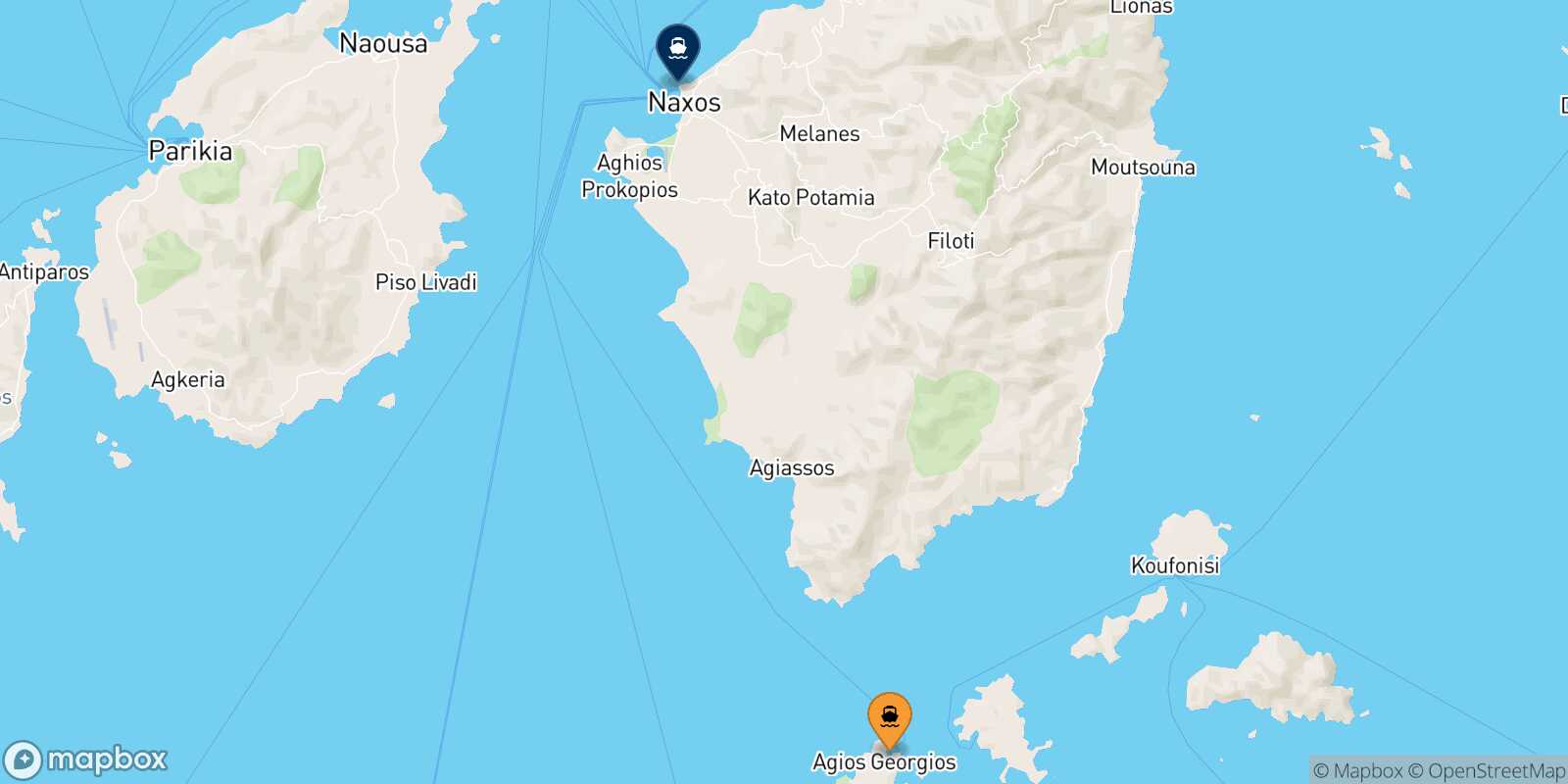 Carte des traverséesIraklia Naxos