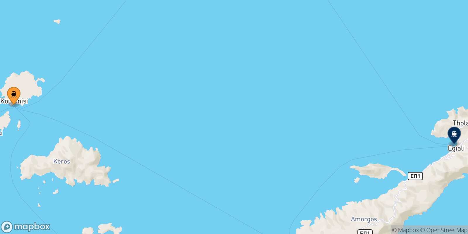 Carte des traverséesKoufonissi Aegiali (Amorgos)