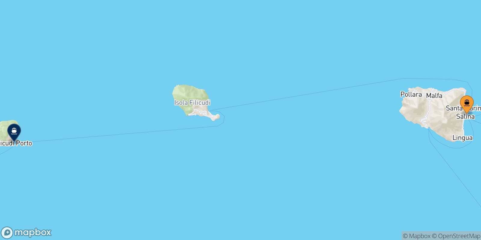 Carte des traverséesSanta Marina (Salina) Alicudi