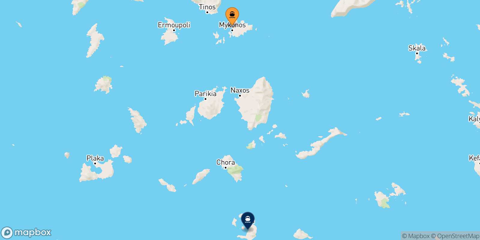 Carte des traverséesMykonos Thera (Santorin)
