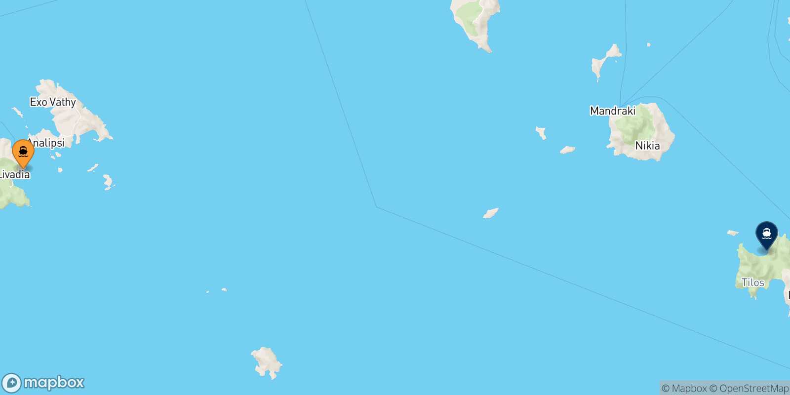 Carte des traverséesAstypalea Tilos