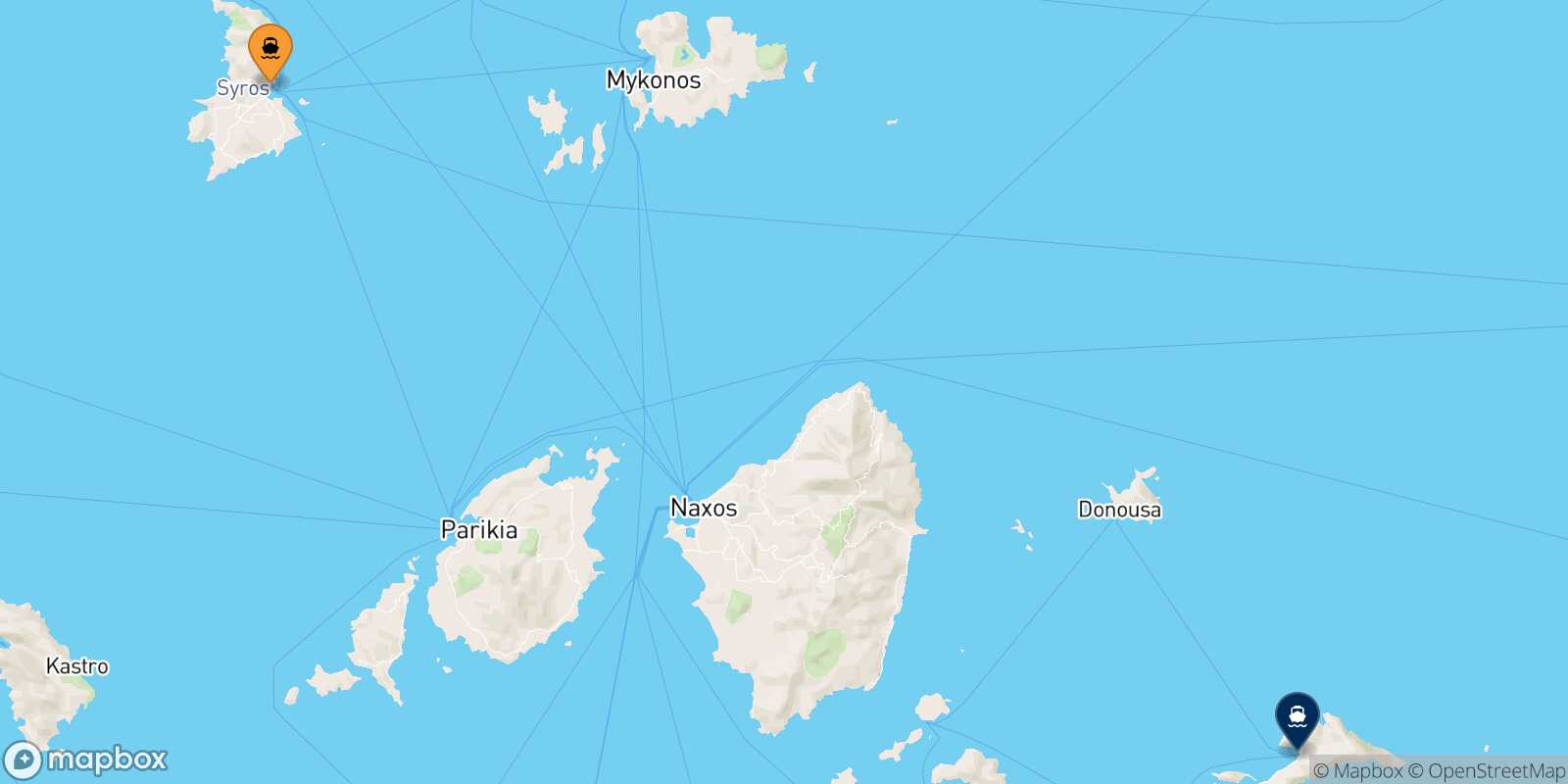 Carte des traverséesSyros Aegiali (Amorgos)