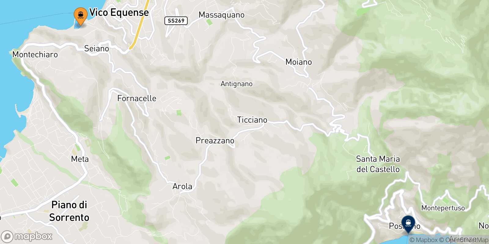 Carte des traverséesSeiano Positano