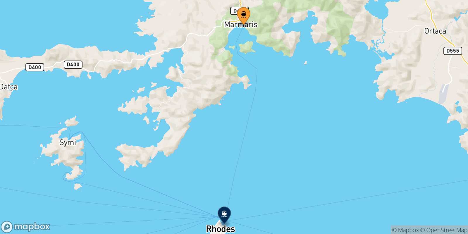 Carte des traverséesMarmaris Rhodes