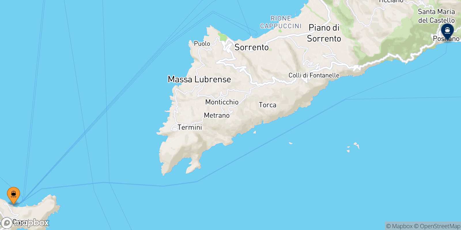 Carte des traverséesCapri Positano