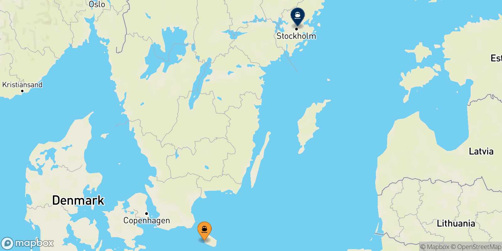 Carte des traverséesRonne Stockholm