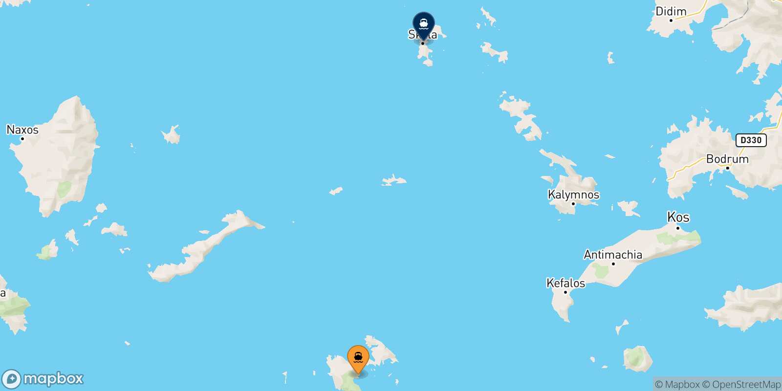 Carte des traverséesAstypalea Patmos