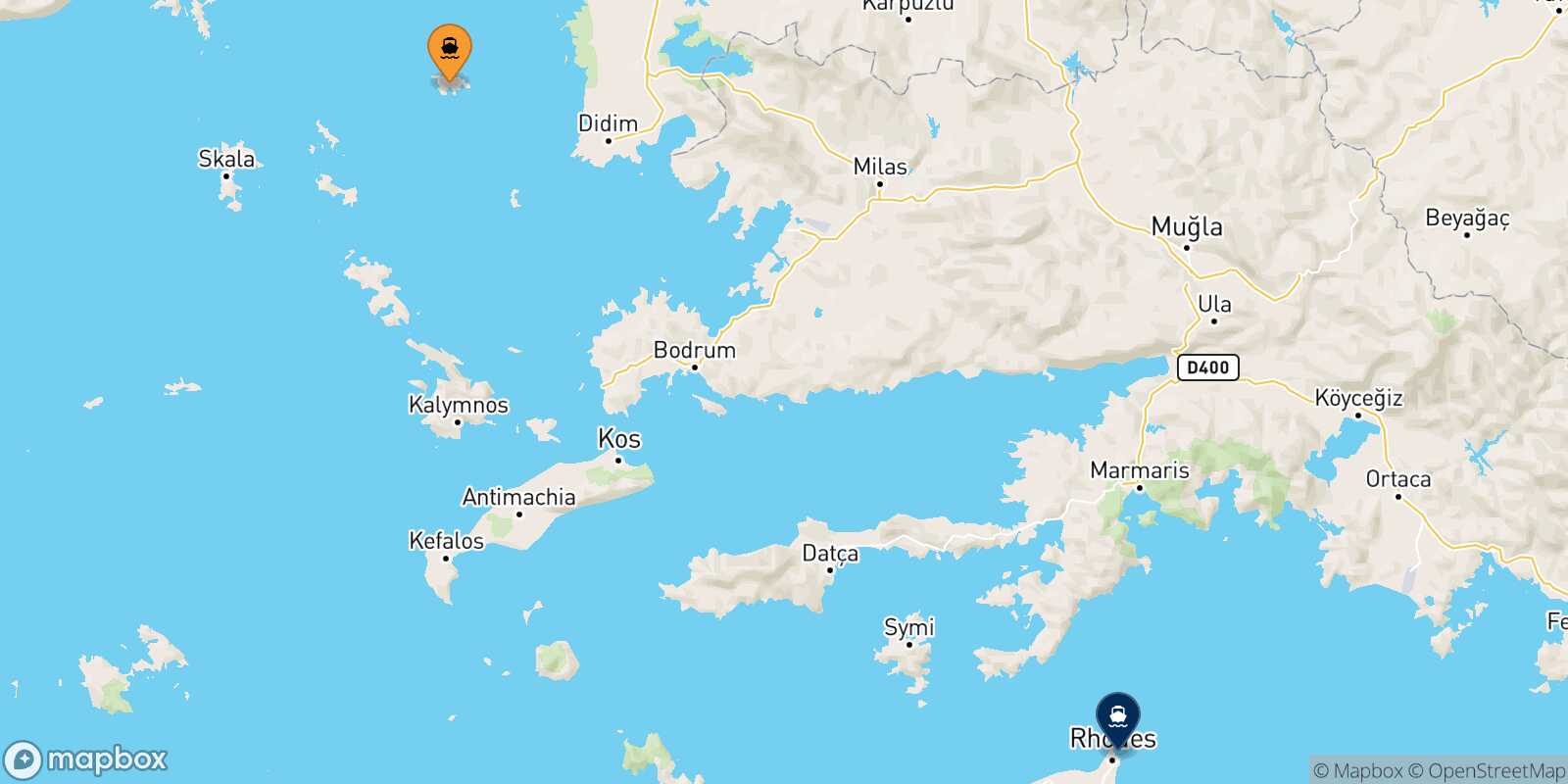 Carte des traverséesAgathonissi Rhodes