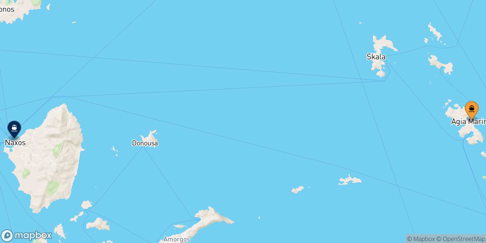 Carte des traverséesLeros Naxos