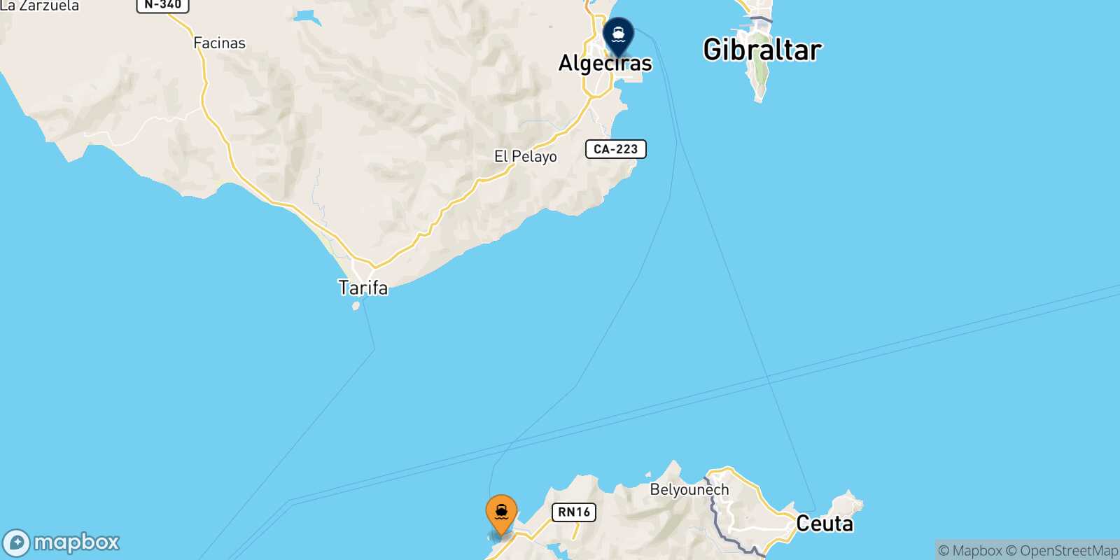 Carte des traverséesTanger Med Algésiras