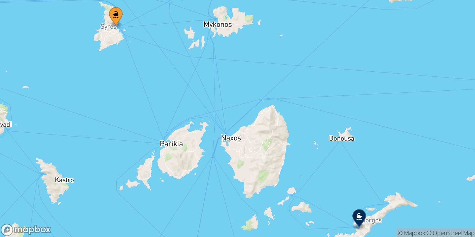 Carte des traverséesSyros Katapola (Amorgos)