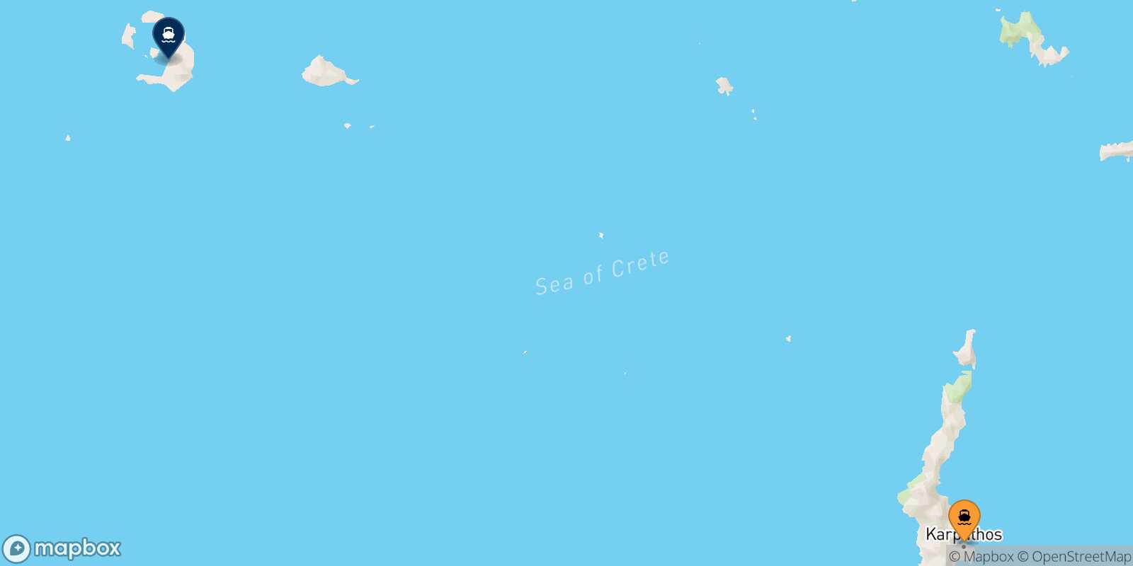 Carte des traverséesDiafani (Karpathos) Thera (Santorin)
