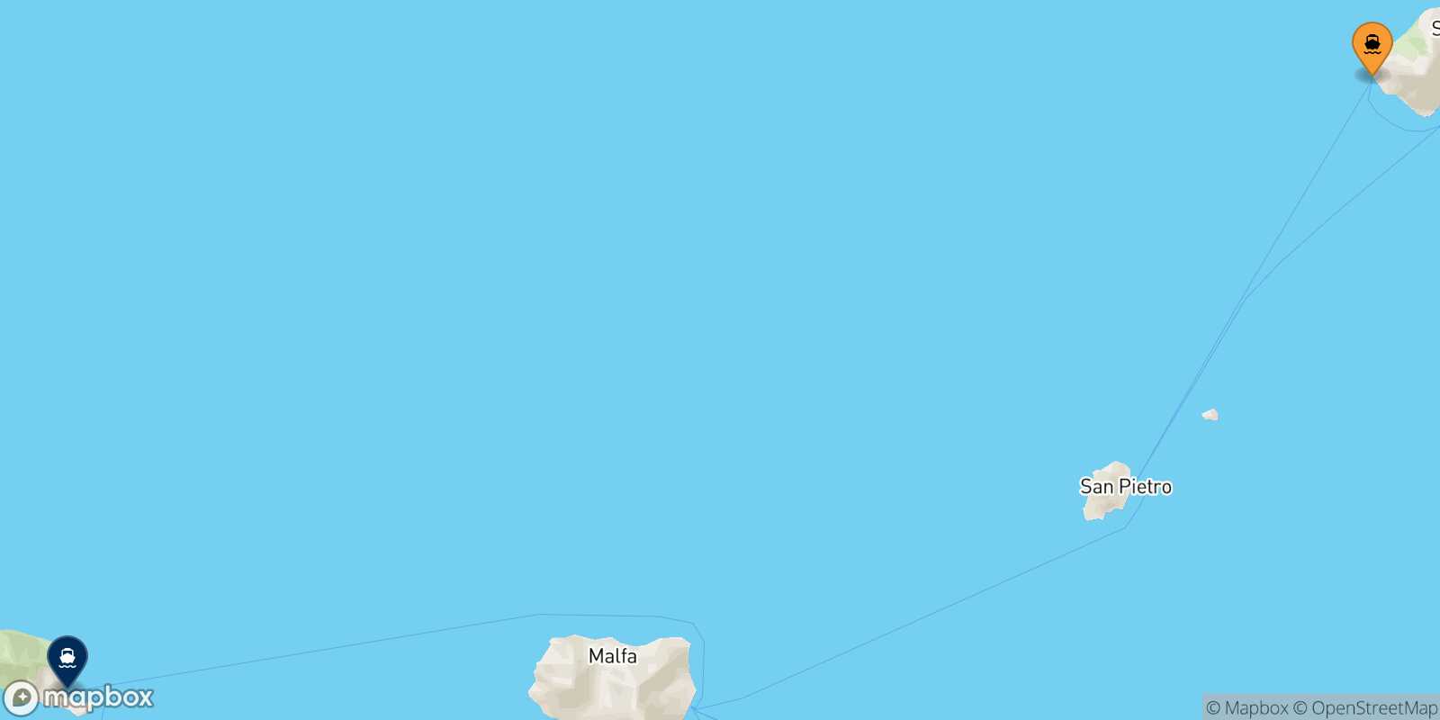 Carte des traverséesGinostra (Stromboli) Filicudi