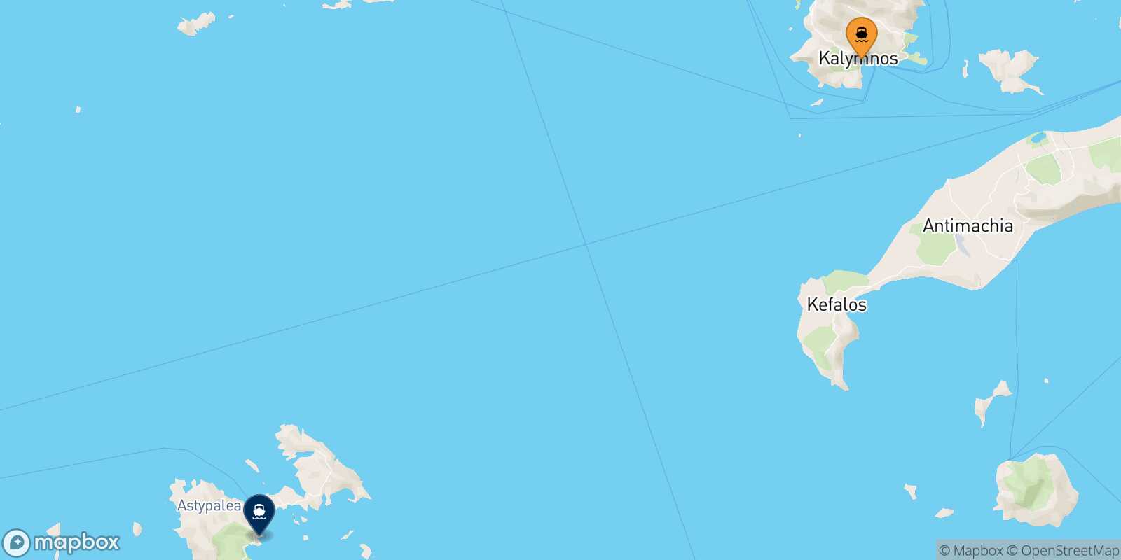 Carte des traverséesKalymnos Astypalea