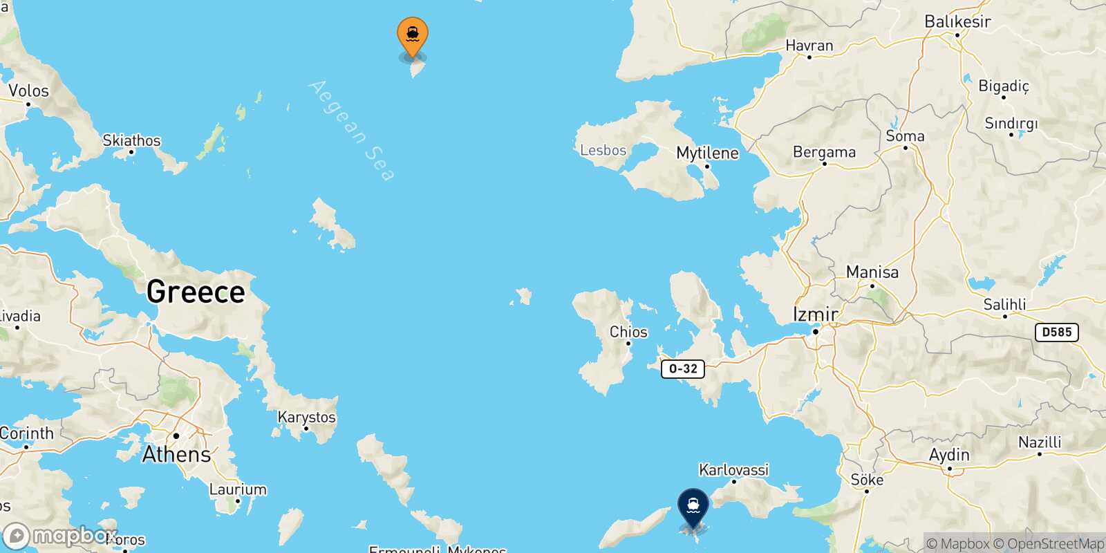 Carte des traverséesAgios Efstratios Fourni