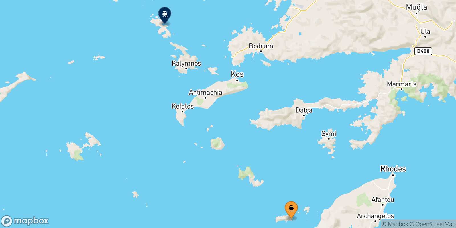 Carte des traverséesChalki Leros