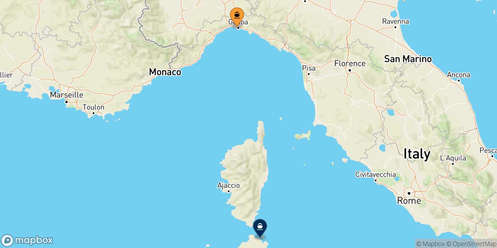 Carte des traverséesGenes Golfo Aranci