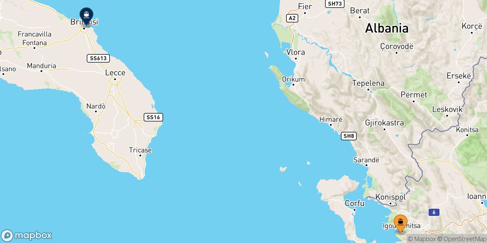 Carte des traverséesIgoumenitsa Brindisi