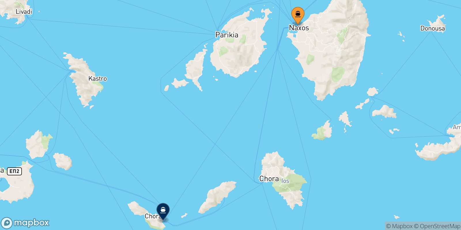 Carte des traverséesNaxos Folegandros