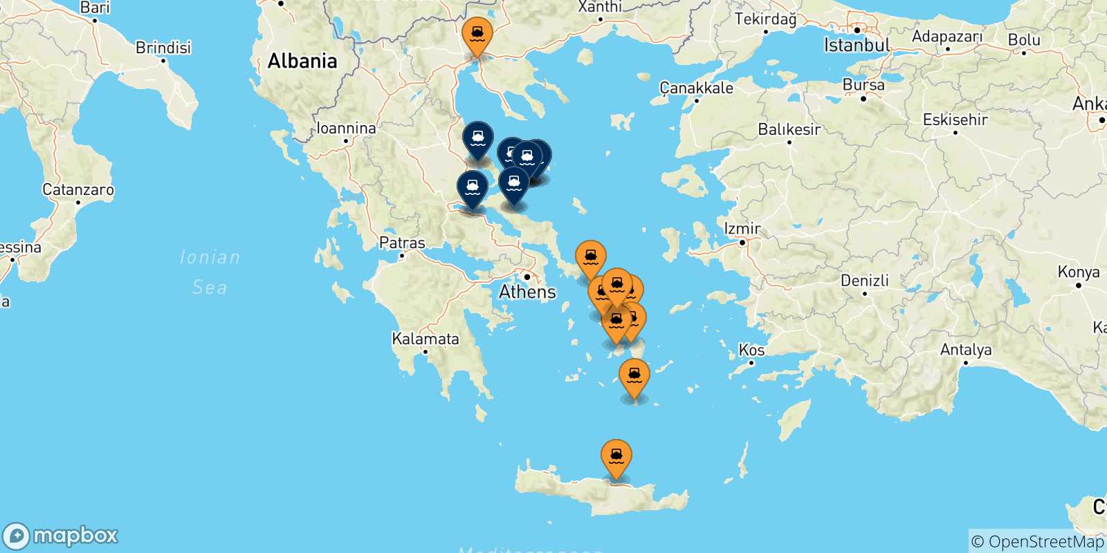 Carte des ports les Îles Sporades