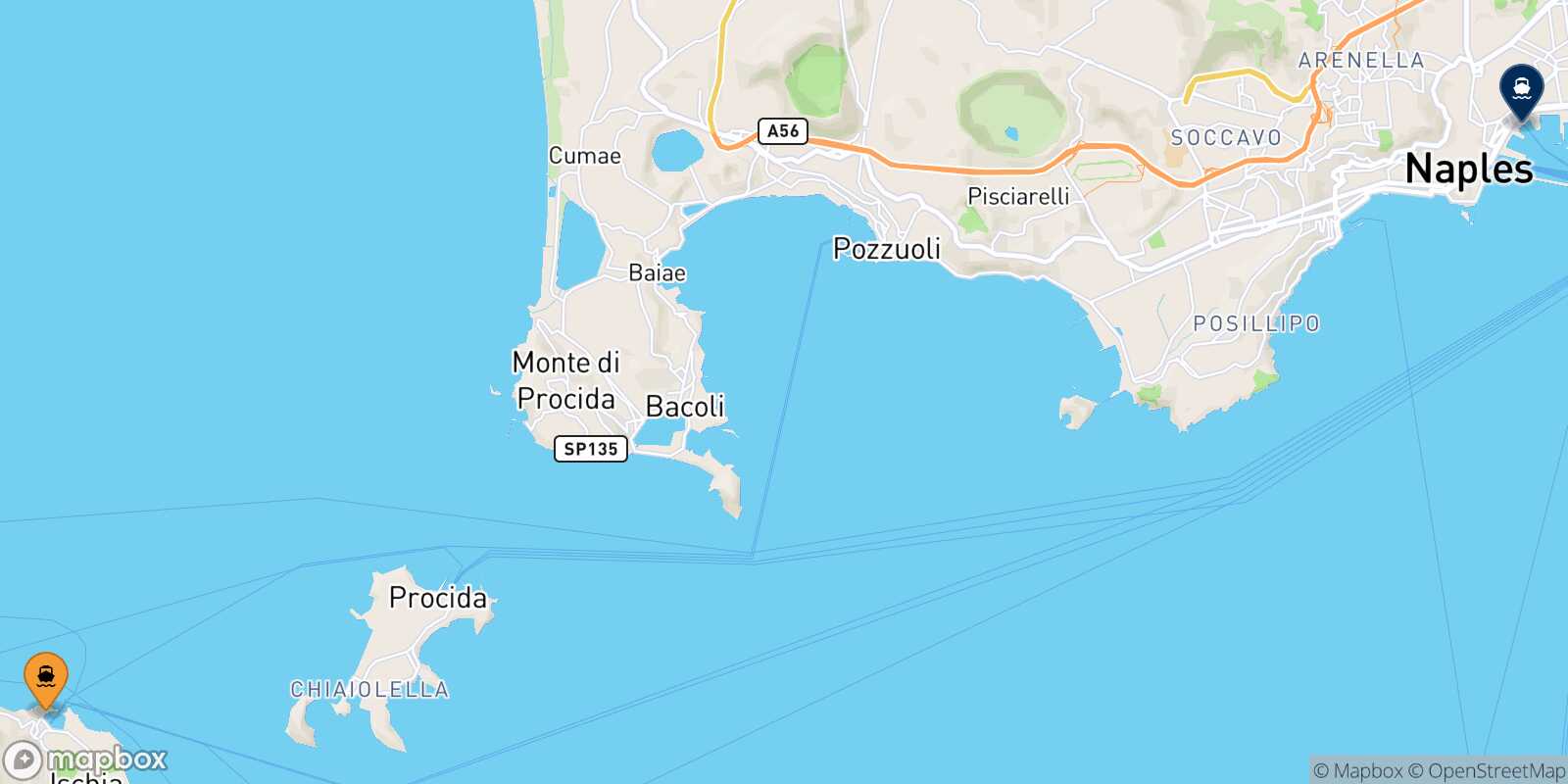 Carte des traverséesIschia Naples Beverello