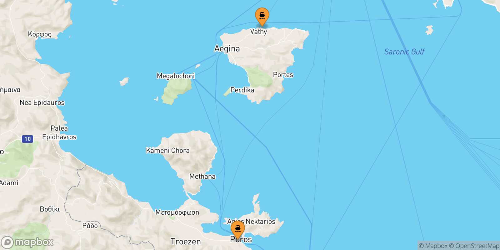 Carte des ports  Agia Marina (Égine)