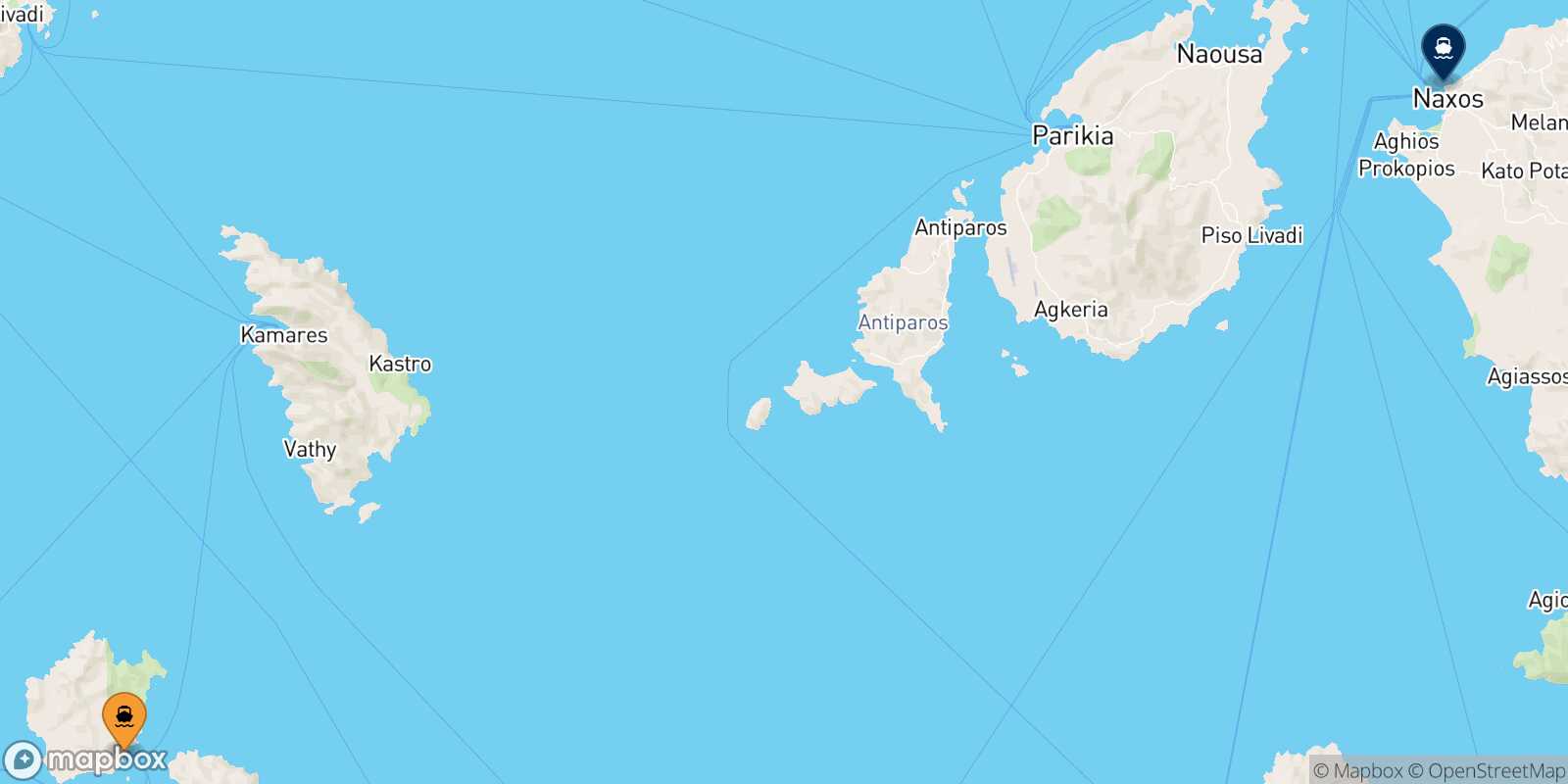Carte des traverséesKimolos Naxos