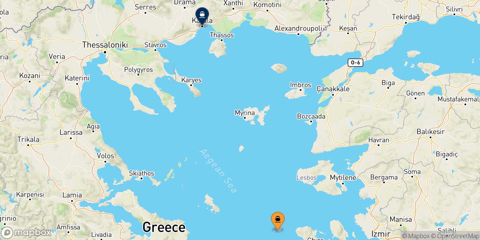 Carte des traverséesPsara Kavala