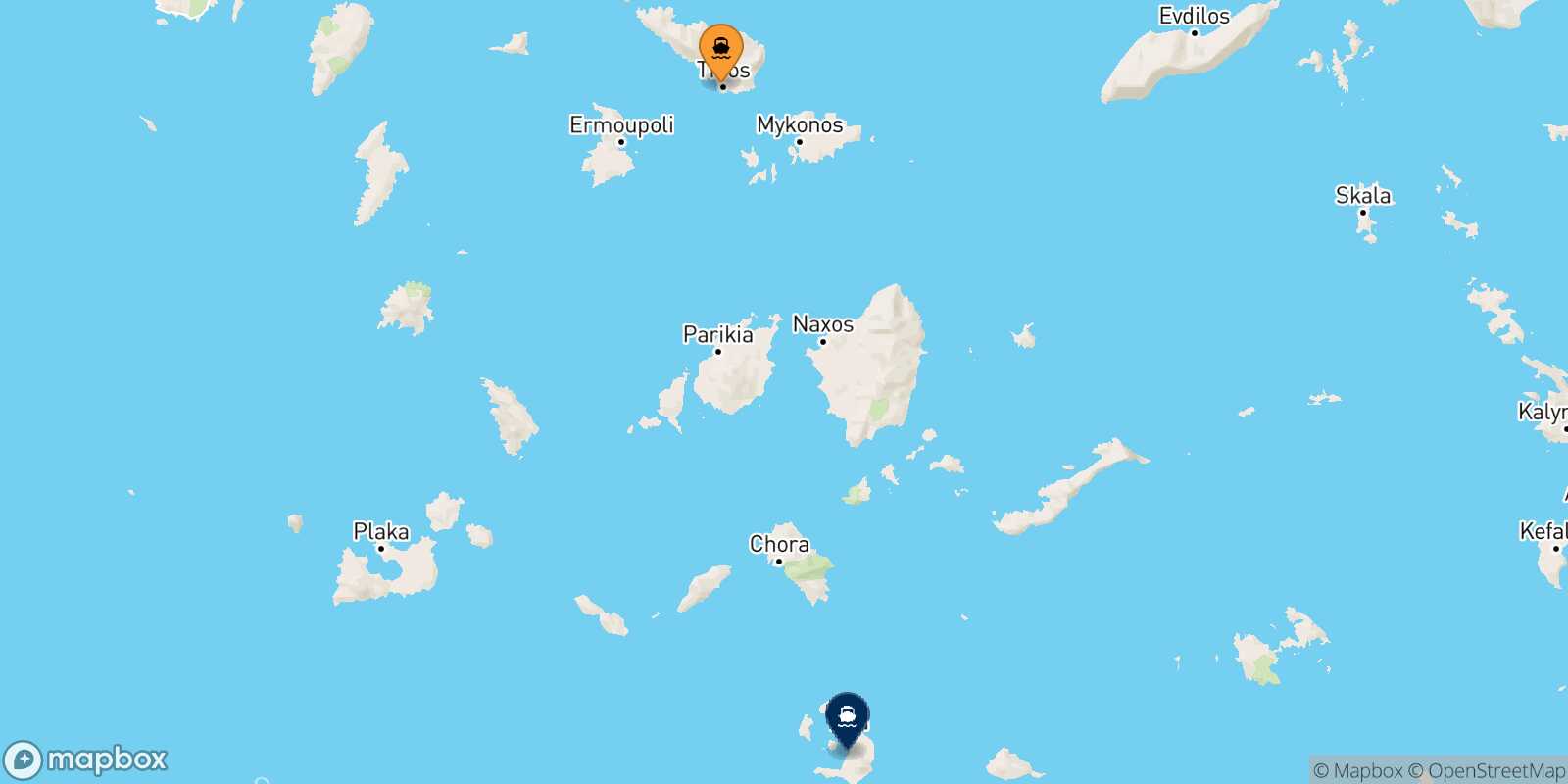 Carte des traverséesTinos Thera (Santorin)