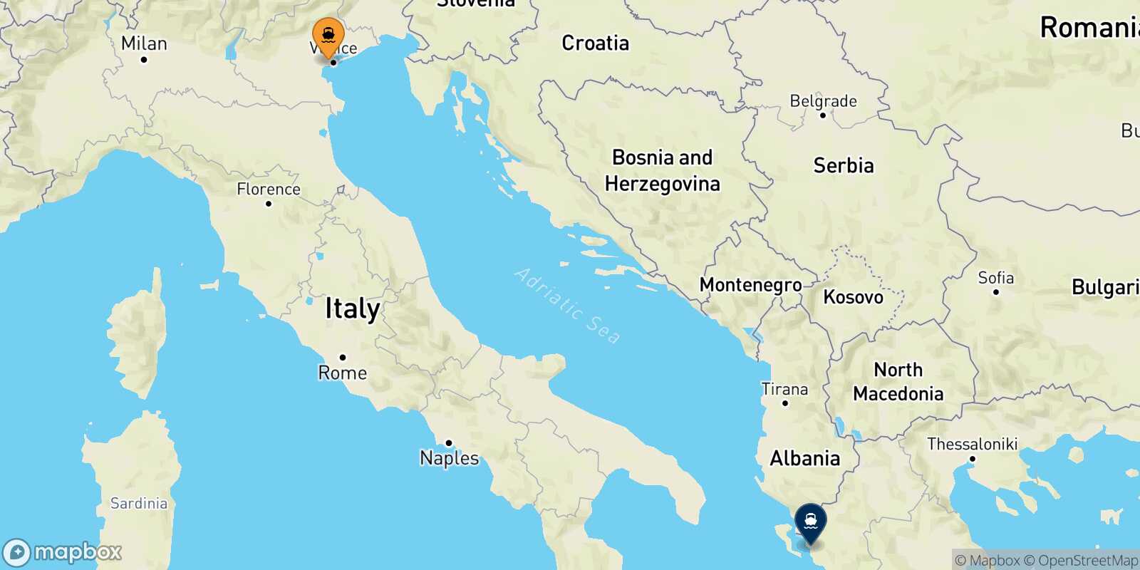 Carte des traverséesVenise Igoumenitsa