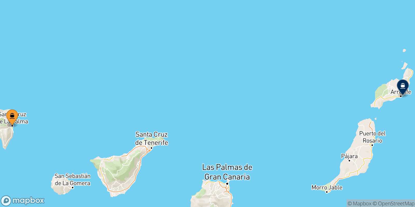 Carte des traverséesSanta Cruz De La Palma Arrecife (Lanzarote)